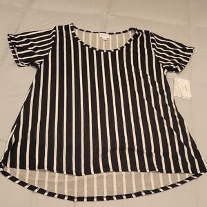 LulaRoe Classic TeeBlack and White Striped Women's Top
